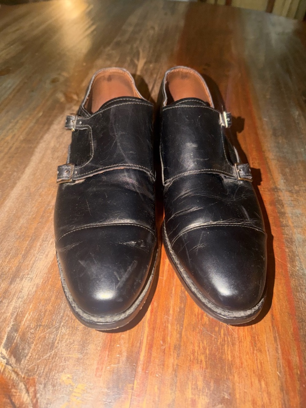 Allen Edmonds Black Double Monk Strap Leather Dress Shoes - Picture 2 of 10